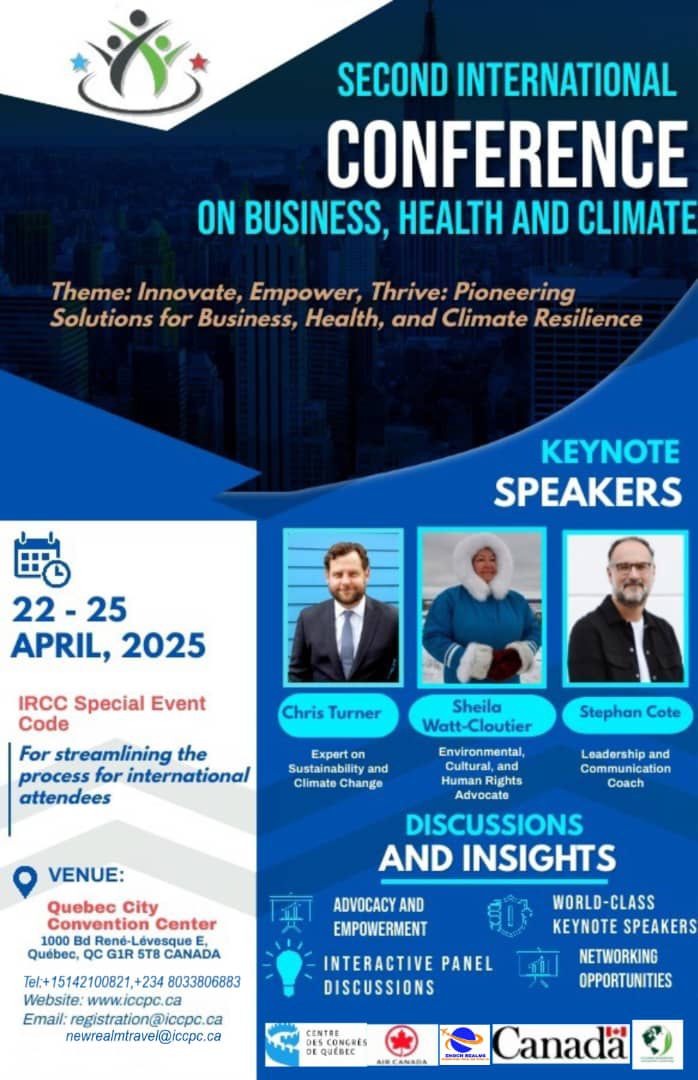 2nd International Conference on Business Health and Climate Quebec City Canada.